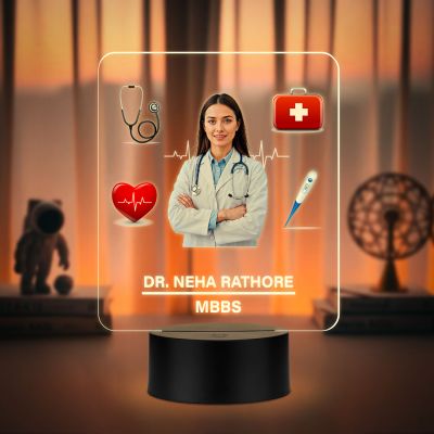 Personalized Doctor LED Night Lamp, Birthday Gift for Doctor Thankyou Gift for Doctor & Nurse Medical Student Gift Warm White Light